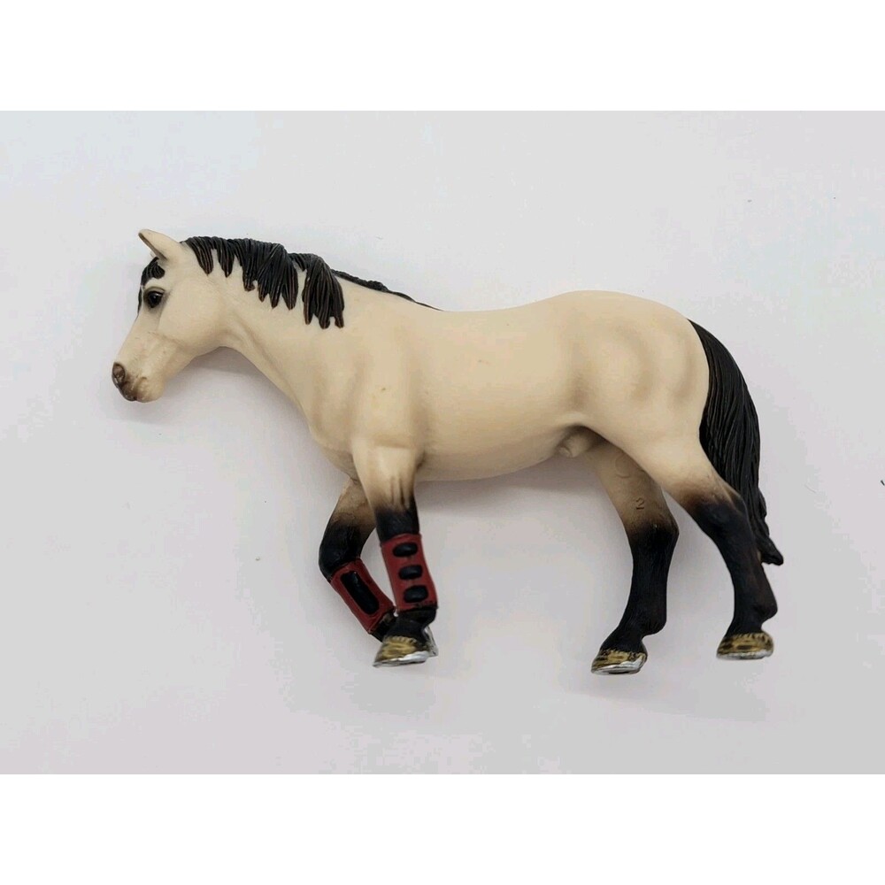 Schleich White Horse With Black Mane And Red Boots Figure 2011